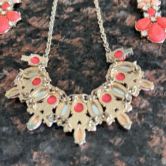 Coral Statement Necklace & Pierced Earring Set - Picture 5 of 5